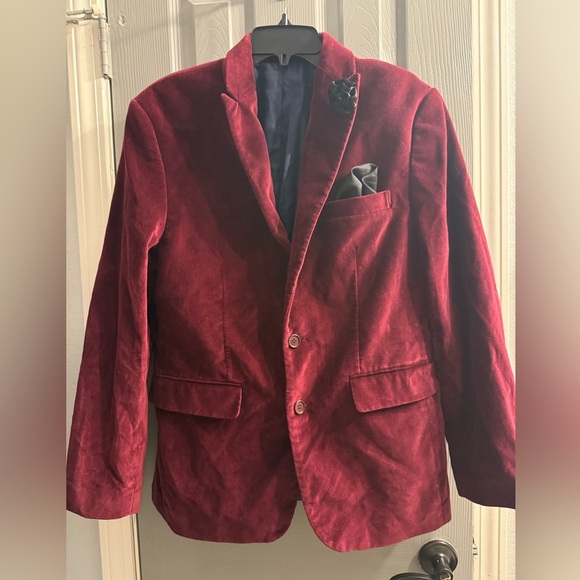 Men’s ARGYLECULTURE Russell Simmons lined jacket blazer burgundy velvet feel MED - Picture 1 of 12